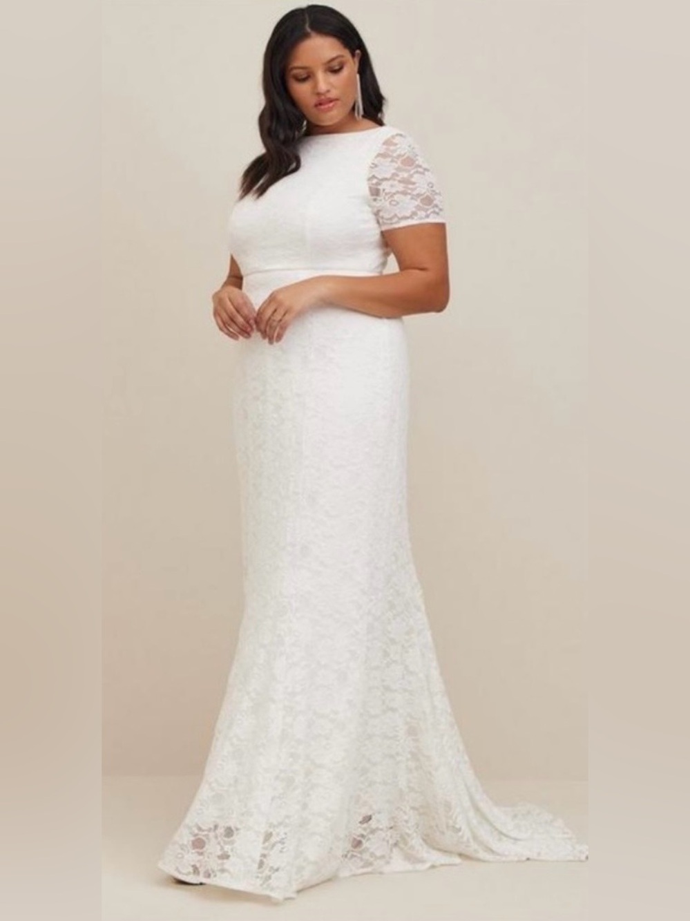 Ivory Lace Short Sleeve Fit & Flare Wedding Dress *NWT*